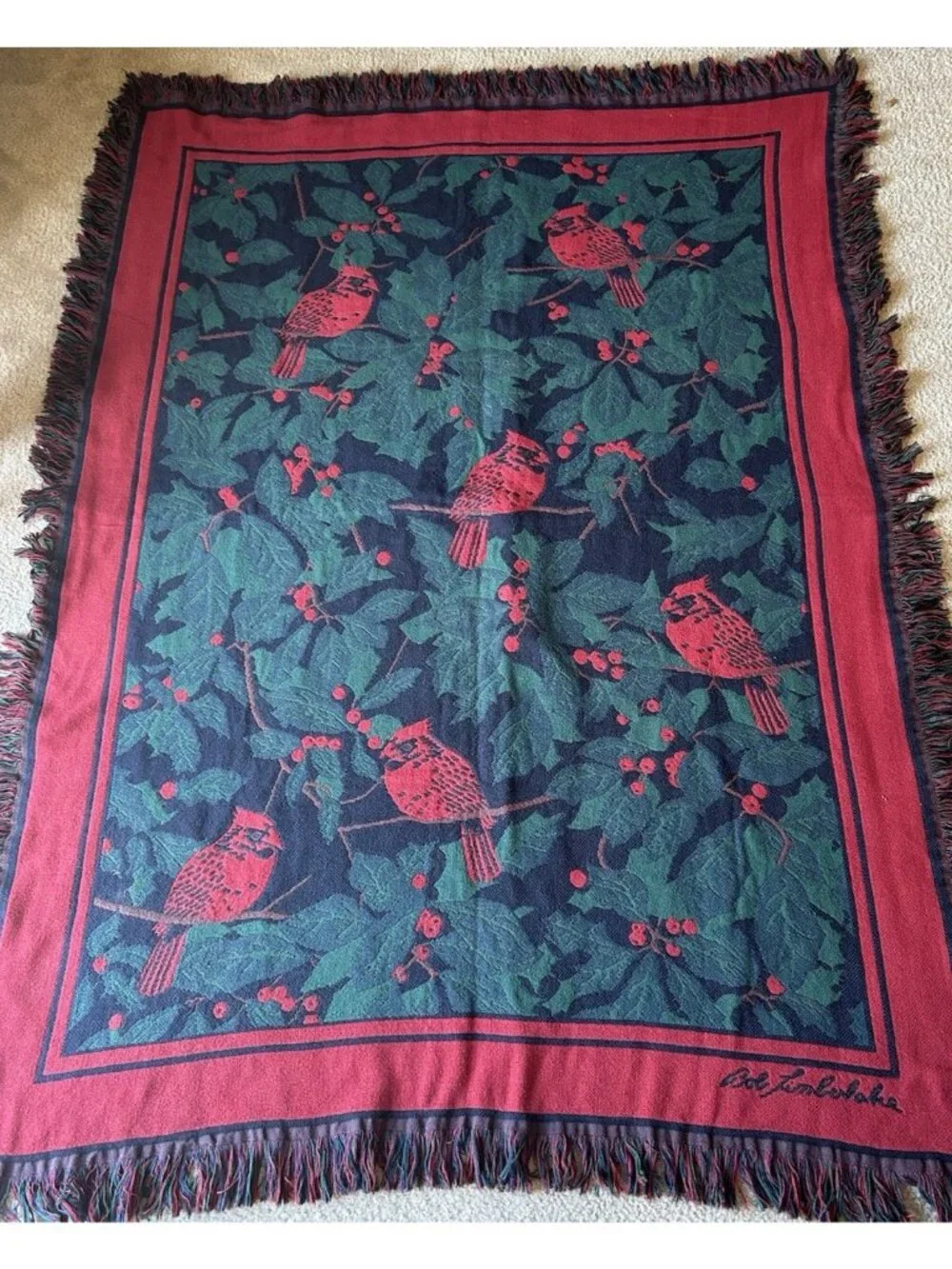 Bob Timberlake Cardinal Tapestry Throw Blanket 52